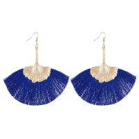 Zinc Alloy Tassel Earring with Polyester Fan KC gold color plated for woman lead & cadmium free Sold By Pair