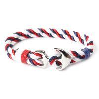 Stainless Steel Bracelet, with Nylon Cord, Anchor, Double Layer & Unisex, more colors for choice, Sold Per Approx 8 Inch Strand