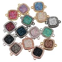 Brass Jewelry Connector, with Resin,  Square, plated, micro pave cubic zirconia & 1/1 loop, more colors for choice, 16x11x5mm, Hole:Approx 1mm, 10PCs/Lot, Sold By Lot