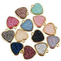 Brass Heart Pendants, with Resin, real gold plated, more colors for choice, 14x16x4mm, Hole:Approx 1mm, 10PCs/Lot, Sold By Lot