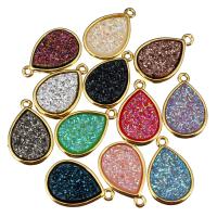 Brass Jewelry Pendants with Resin Teardrop real gold plated Approx 1mm Sold By Lot