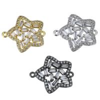 Mässing smycken Connector, Blomma, plated, med cubic zirconia & 1/1 slinga, fler färger för val, 19.50x17x4mm, Hål:Ca 1mm, 10PC/Lot, Säljs av Lot