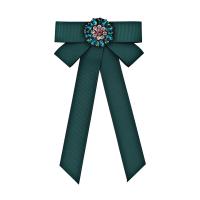 Tibetan Style Brooch, with Satin, Bowknot, for woman & with rhinestone, more colors for choice, lead & cadmium free, 105x200mm, Sold By PC