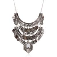 Zinc Alloy smykker halskæde, med 5cm extender kæde, antik sølv farve forgyldt, Unisex & twist oval kæde & med rhinestone, bly & cadmium fri, Solgt Per Ca. 17.7 inch Strand