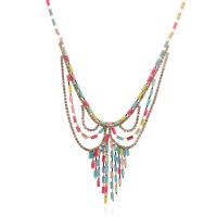 Zinc Alloy Jewelry Necklace with Acrylic with 5cm extender chain gold color plated Unisex & oval chain & with rhinestone multi-colored lead & cadmium free Sold Per Approx 17.7 Inch Strand