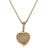 Stainless Steel Jewelry Necklace with 2Inch extender chain Heart gold color plated oval chain & for woman & with rhinestone 2mm Sold Per Approx 18 Inch Strand