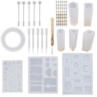 Silicone Epoxy Mold Set, with Wood & Stainless Steel, Rectangle, plated, 62mm, Sold By Set