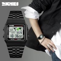 Мужские ювелирные часы SKmei®, нержавеющая сталь, с Стеклянный & ABS-пластик, Другое покрытие, Мужский & блестящий в ночи, Много цветов для выбора, 33x45x10mm, длина:Приблизительно 8 дюймовый, продается PC