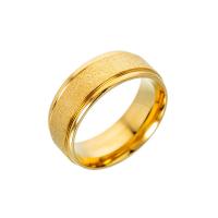 Anel de dedo de aço inoxidável, cromado de cor dourada, unissex & tamanho diferente para a escolha, níquel, chumbo e cádmio livre, tamanho:7-11, vendido por PC