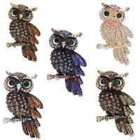 Zinc Alloy Brooches Owl plated for woman & with rhinestone nickel lead & cadmium free Sold By Lot