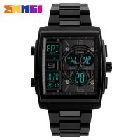 SKmei® Men Jewelry Watch, PU Rubber, with Resin, Square, plated, waterproof & luminated, more colors for choice, 43x52x16mm, Length:Approx 9 Inch, Sold By PC