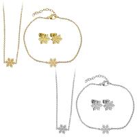Fashion Stainless Steel Jewelry Sets, bracelet & earring & necklace, with 2Inch, 1Inch extender chain, Snowflake, plated, oval chain & for woman, more colors for choice, 13x9.5mm, 1.5mm, 13x9.5mm, 1.5mm, 11x9.5mm, Length:Approx 16 Inch, Approx 7 Inch, Sold By Set