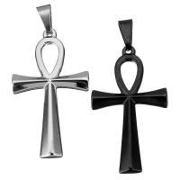 Stainless Steel Cross Pendants, Ankh Cross, plated, more colors for choice, 25x44x3mm, Hole:Approx 5x8mm, Sold By PC