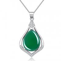 925 Sterling Silver Pendant, with Chalcedony, plated, for woman, more colors for choice, Sold By Strand