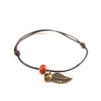 Zinc Alloy Bracelet with Waxed Nylon Cord & Porcelain Leaf antique brass color plated Unisex & adjustable nickel lead & cadmium free Sold Per Approx 6.5 Inch Strand