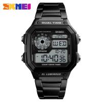 SKmei® Men Jewelry Watch, Stainless Steel, with Resin & ABS Plastic, plated, for man & waterproof & luminated, more colors for choice, 43x45x13mm, Length:Approx 9 Inch, Sold By PC