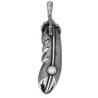 Stainless Steel Pendant Setting, Feather, Unisex & blacken, original color, 16x68x13mm, Hole:Approx 3.5x7mm, Inner Diameter:Approx 5mm, Sold By PC