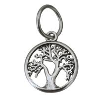Tibetan Style Pendants, Tree, antique silver color plated, nickel, lead & cadmium free, 16x19x1.50mm, Hole:Approx 8mm, 100PCs/Lot, Sold By Lot