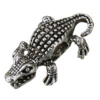 Tibetan Style European Beads, Crocodile, antique silver color plated, without troll, nickel, lead & cadmium free, 24x14x7mm, Hole:Approx 5mm, 50PCs/Lot, Sold By Lot