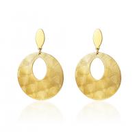Stainless Steel Drop Earring, gold color plated, for woman, 35x55mm, Sold By Pair