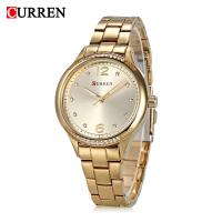 CURREN® Kvinder Smykker Watch, Zinc Alloy, med Glas, forgyldt, Livsbestandig & for kvinde & med rhinestone, flere farver til valg, 37mm, Længde Ca. 8.6 inch, Solgt af PC