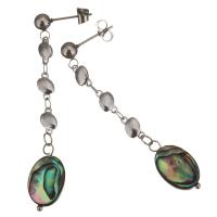 Stainless Steel Drop Earring with Abalone Shell for woman original color 57mm Sold By Pair