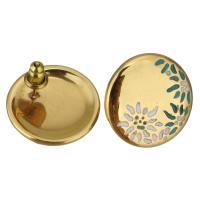 Stainless Steel Stud Earrings gold color plated for woman & enamel 18mm Sold By Pair