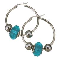 Stainless Steel Hoop Earring with Lampwork for woman original color  Sold By Pair