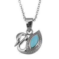 Stainless Steel Jewelry Necklace, with 3lnch extender chain, Swan, oval chain & for woman, original color, 17x15mm, 1.5mm, Sold Per Approx 17 Inch Strand