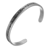 acier inoxydable bracelet manchette, avec 2lnch chaînes de rallonge, pour femme & noircir, couleur originale, 6mm, Diamètre intérieur:Environ 57x45mm, Vendu par PC