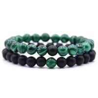 Abrazine Stone Bracelet, with Elastic Thread & Malachite, Unisex & different styles for choice, 8mm, Length:Approx 7 Inch, 2Strand/Set, Sold By Set