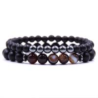 Gemstone Bracelet Set, with Elastic Thread, 2 pieces & Unisex & different styles for choice, more colors for choice, 6mm, 8mm, Length:Approx 7 Inch, 2Strands/Set, Sold By Set
