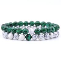 Gemstone Bracelet Set, with Elastic Thread, 2 pieces & different materials for choice & Unisex, 8mm, Length:Approx 7 Inch, 2Strands/Set, Sold By Set