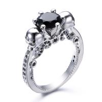 Cubic Zircon Brass Finger Ring plated with skull pattern & for woman & with cubic zirconia 8mm Sold By PC