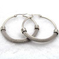 Titanium Steel Hoop Earring, Round, plated, different size for choice & for woman, more colors for choice, lead & cadmium free,  26mm 38mm 42mm 48mm, Sold By Pair