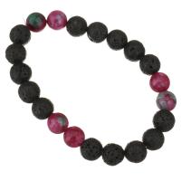 lave volcanique bracelet, avec Dyed Jade, pour femme, noire, 10mm, 11mm, Vendu par Environ 8 pouce brin
