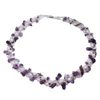 Natural Freshwater Pearl Necklace, with Glass Seed Beads & Amethyst, brass magnetic clasp, Potato, February Birthstone & for woman, purple, 6-7mm,5-11mm, Sold Per Approx 16.5 Inch Strand