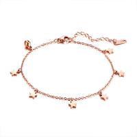 Stainless Steel Anklet with 2.3Inch extender chain Star rose gold color plated with bell & oval chain & for woman nickel lead & cadmium free 6mm Sold Per Approx 7.8 Inch Strand