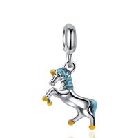 European Style Tibetan Style Dangle Beads, Horse, antique silver color plated, with troll & enamel, nickel, lead & cadmium free, 16x30mm, Hole:Approx 5mm, 20PCs/Lot, Sold By Lot