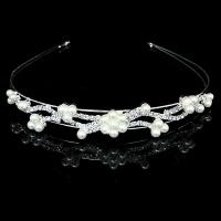 Hair Bands, Tibetan Style, with Rhinestone & Plastic Pearl, platinum color plated, different styles for choice & for woman & with cubic zirconia, lead & cadmium free, 150x37mm, Sold By PC