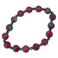 Dyed Jade bracelet, avec verre, pour femme & facettes, rouge, 10mm, Vendu par Environ 8 pouce brin