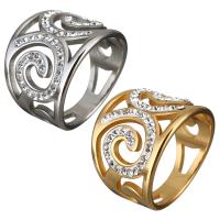 حجر الراين خاتم الإصبع الفولاذ المقاوم للصدأ, مع حجر الراين طين تمهيد, مطلي, حجم مختلفة للاختيار & للمرأة, المزيد من الألوان للاختيار, 18mm, تباع بواسطة PC