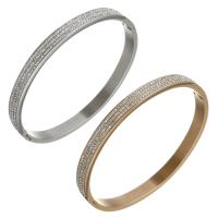Stainless Steel Bangle with Rhinestone Clay Pave plated for woman 6mm Inner Approx Sold By PC
