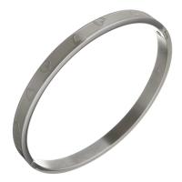 Stainless Steel Bangle, with heart pattern & for woman, original color, 6mm, Inner Diameter:Approx 63x54mm, Sold By PC