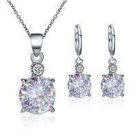 Zinc Alloy Jewelry Sets earring & necklace with Crystal silver color plated oval chain & for woman & with rhinestone nickel lead & cadmium free 25mm Length Approx 18.7 Inch Sold By Set
