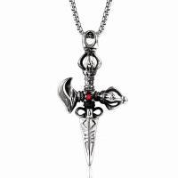 Stainless Steel Jewelry Necklace, Cross, box chain & for man & with rhinestone & blacken, more colors for choice, 32x62mm, Sold Per Approx 23.6 Inch Strand