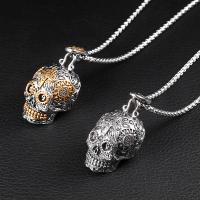 Stainless Steel Jewelry Necklace, Skull, box chain & for man & blacken, more colors for choice, 20x33mm, Sold Per Approx 23.6 Inch Strand