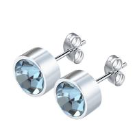 Stainless Steel Stud Earrings, for woman & with cubic zirconia, 10x10mm, Sold By Pair