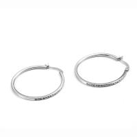 Stainless Steel Hoop Earring, for woman & with rhinestone, 38mm, Sold By Pair