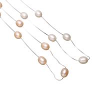 Freshwater Pearl Brass Necklace, with Freshwater Pearl, Potato, silver color plated, snake chain & for woman, more colors for choice, nickel, lead & cadmium free, 8x10mm, Sold Per Approx 15.7 Inch Strand